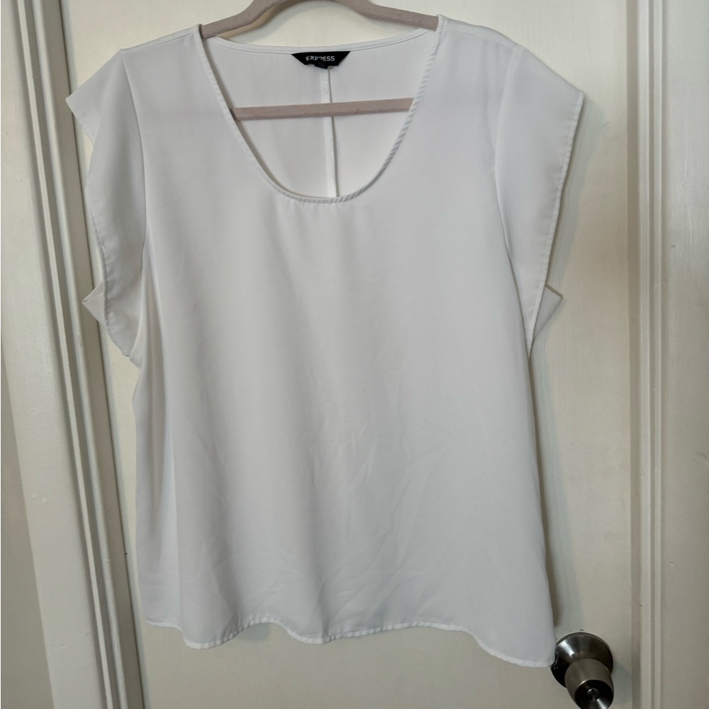 Express White Blouse with Scoop Neck